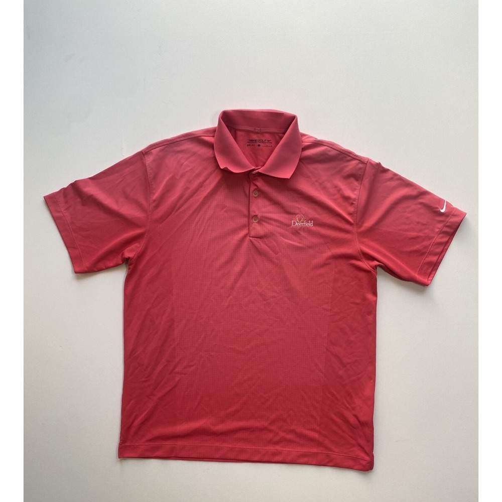 Nike Golf Dri-Fit Polo Shirt Mens Large Pink Deerfield Performance Active Sport
